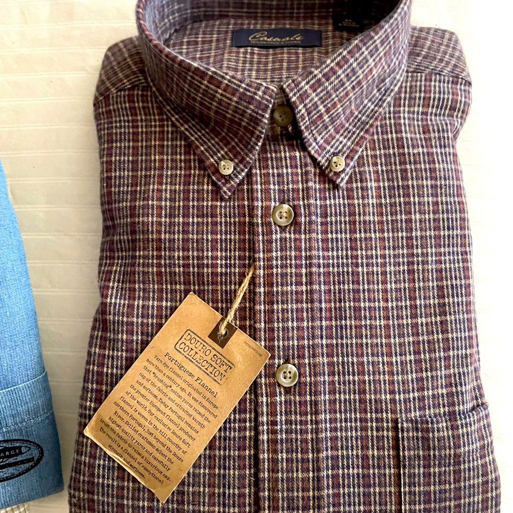 Roundtree & Yorke Casuals Douro Soft Flannel long sleeve shirt in XL beige/brown